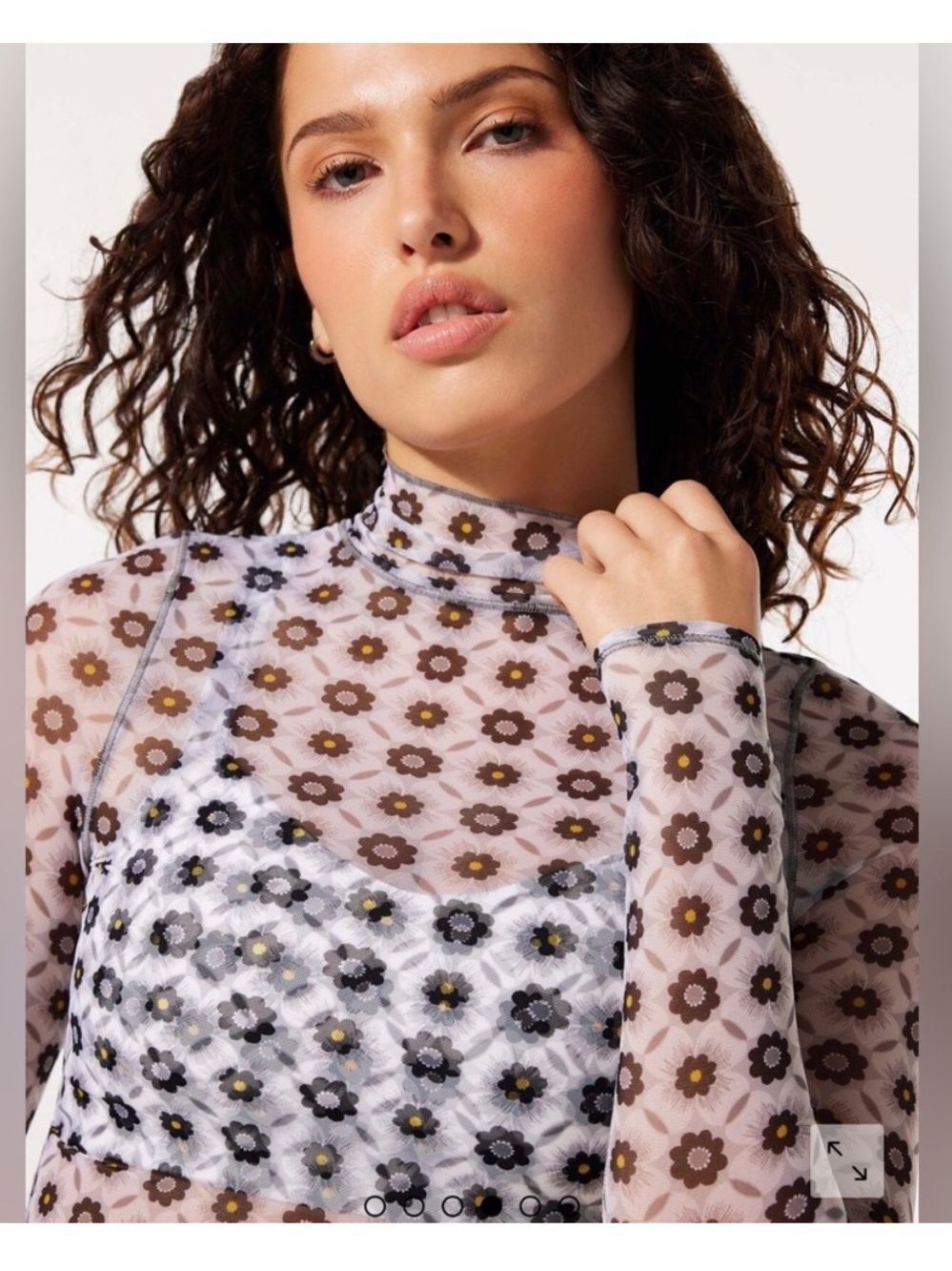 Savage X Fenty by Rihanna Black Floral Sheer Mock-Neck Cropped Top retro size 4X